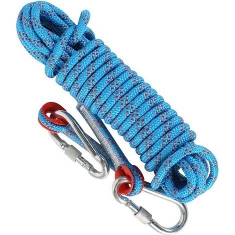 10 m Zugseil, Kordel mit Karabinerhaken, Baumschnittseil, 8 mm Durchmesser Sicherheitsseil, zum Zeltaufbau, Warentransport, Abschleppen von Fahrzeugen (Blau) (1/4)