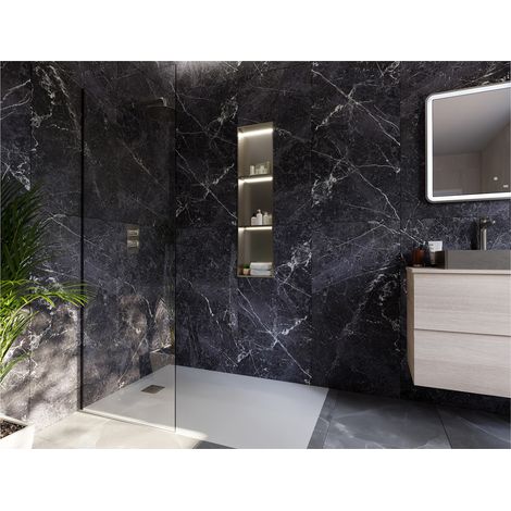 RAK Ingot 300mm x 1200mm Recessed Niche with with 2 Shelves & LED Brushed Nickel - RAKINGRN12030N (1/5)