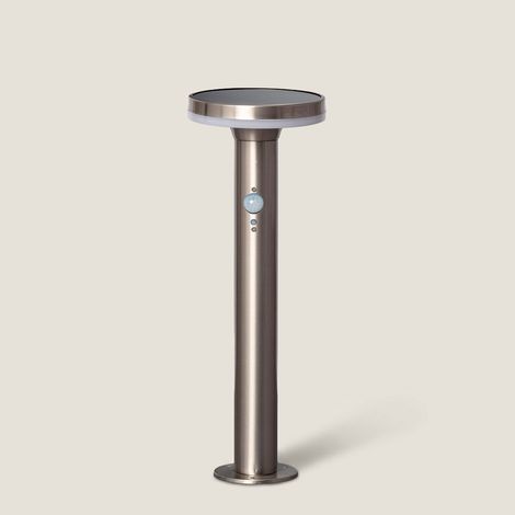 LED-Bodenstehleuchte Solar Aussen 6W 45cm mit Bewegungsmelder Helios Inox 3000K Warmweiß (1/5)