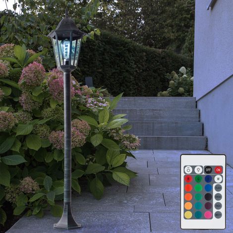 RGB LED Stehleuchte Außen Außenleuchte Stehlampe Fernbedienung Standlampe dimmbar, Alu-Druckguss grün-schwarz, 8,5W 806Lm warmweiß, H 120 cm
