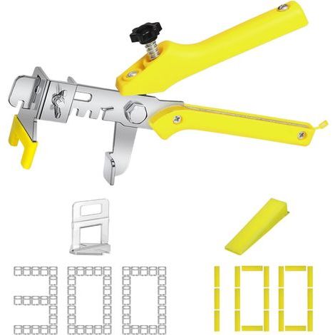 300 Strips, 100 Wedges, 1 Pliers Tile Leveling System 1.5 mm Joint for Wall and Floor 3-12 mm (1/5)