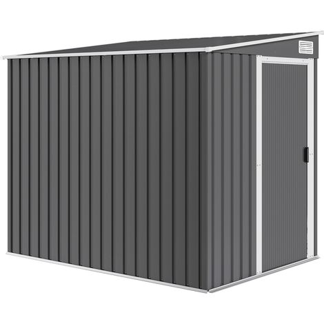 Capanno Attrezzi 1,5x2m con Base Porta Scorrevole e Tetto Inclinato in Metallo Grigio Scuro (1/5)
