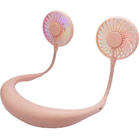 Nouveau mini ventilateur portable LED rechargeable USB, style à suspendre au cou, double refroidisseur (1/4)
