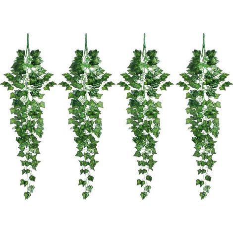4 PcsPlante de Suspension Artificielle, 79 cm de Fausses de Feuilles Vertes de Vigne en Pot avec jardinière, décoration de Plante de Simulation extérieure intérieure (1/5)
