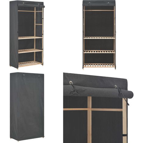 Garde-robe à 3 niveaux Gris 79 x 40 x 170 cm Tissu - Armoire - Placard - Rangements - Meuble De Rangement - Dressing - Home & Living (1/5)
