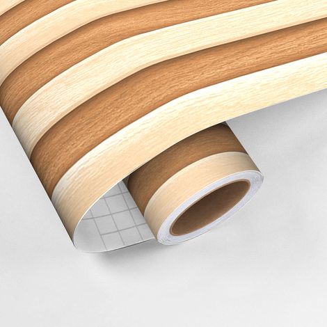 Rouleau revêtement adhésif vinyle au mètre - Sticker mural panneau de bois - CLAIR ET FONCÉ - 60x100cm (1/5)