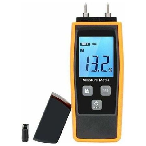 Medidor de humedad, medidor de humedad para paredes y madera, detector de fugas, medición de humedad, mortero de cemento, medidor de contenido de agua con pantalla LCD