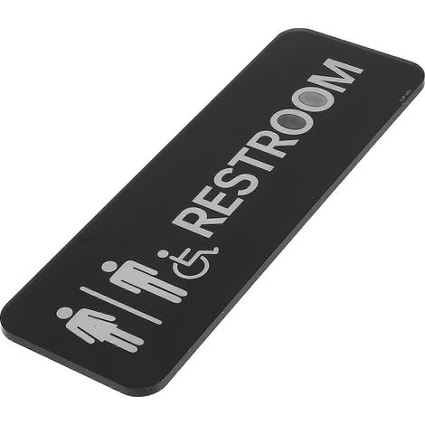 Panneau de signalisation pour toilettes de centre commercial, autocollant, rectangulaire, noir, 1 exemplaire (1/5)