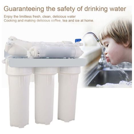 Standard avec pompe, osmose inverse domestique, 75 GPD, débit 8 l/h, réservoir d'eau 12 l, minéralisation en 5 étapes, récupération 10-20 %, pression d'entrée 2-5 bar