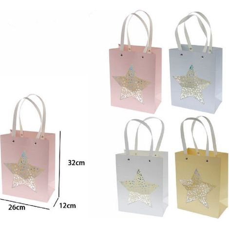 TrAdE Shop Traesio - Set 2pz Buste Borsa Da Regalo Con Stella 32 X 26 X 12cm 69939 Varie Colorazioni -
