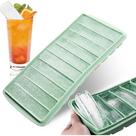 Eiswürfelform Silikon mit Deckel, 10 lange Eiswürfel für Cocktails & Whiskey (1/5)