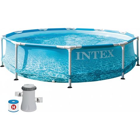 Intex 10 ft x 30-inch Beachside Metal Frame Pool Set