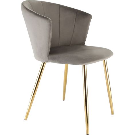 ELLA Velvet Accent Dining Chair - Grey w/ Gold Legs (1/5)