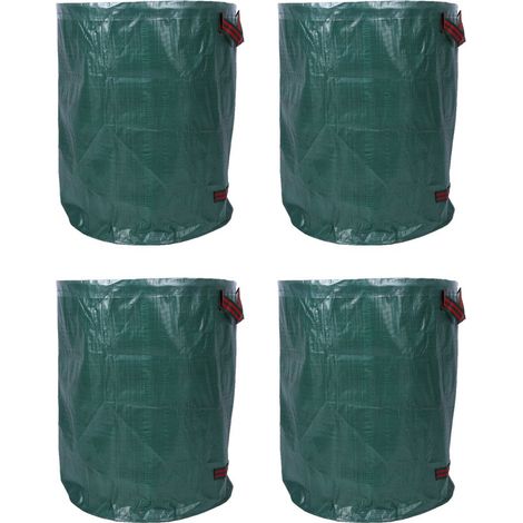 Ej.Life 4er Set Gartensack, 120L Gartenabfallsack aus robustem Wasserdichtes Polypropylen-Gewebe (PP) - Selbststehend und Faltbar Laubsäcke A (1/5)
