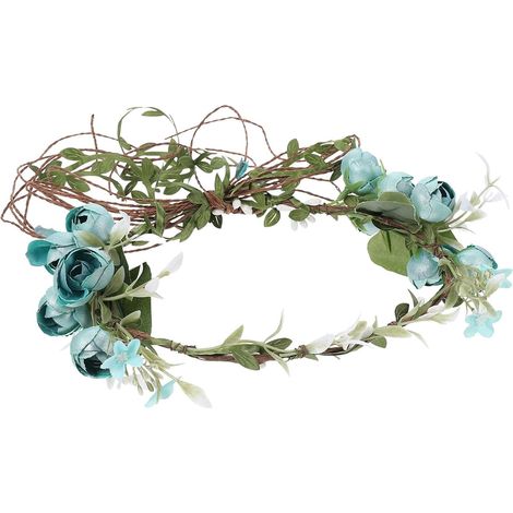 Bandeau pour Cheveux Femme à Fleurs Artificielles Bleu en Tissu Léger et Naturel, Accessoire de Mariage pour Fêtes Jardin et Événements Spéciaux (1/5)