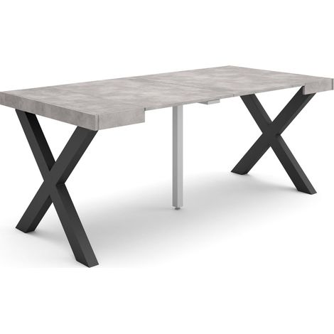 Table Console Extensible Console Meuble 180 pour 8 Personnes Pieds Bois Massif Style Moderne Ciment (1/5)