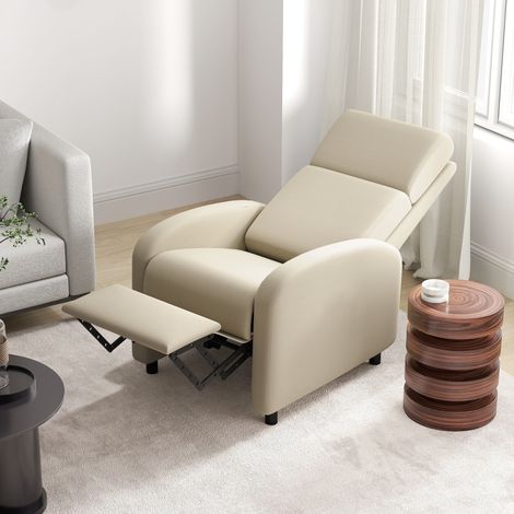 Poltrona reclinabile/poltrona TV, poggiapiedi estraibile, reclinabile fino a 160°, 64 x 86 x 102 cm, color crema. (1/5)