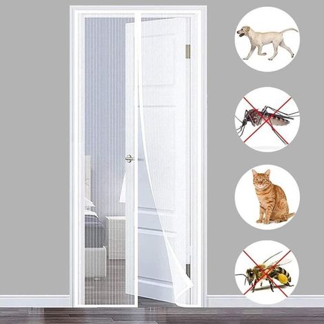 Moustiquaire - Rideau Magnétique - 90 x 210 cm - Fermeture Automatique - Blanc (1/4)