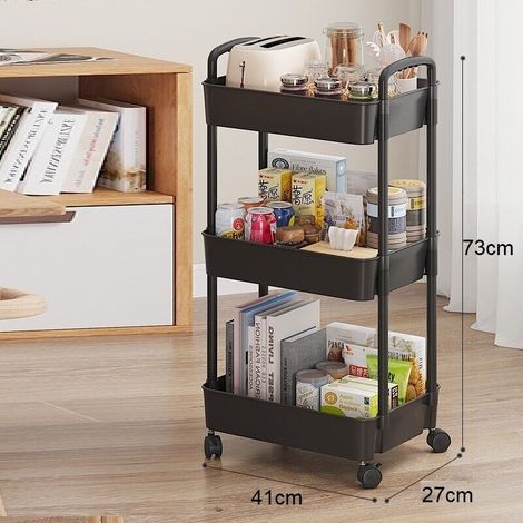 Carrito rodante de 3 niveles para cocina, baño y lavandería. (1/5)