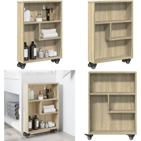 vidaXL Aufbewahrungswagen Schmal Sonoma-Eiche 48x13x68cm Holzwerkstoff (1/5)