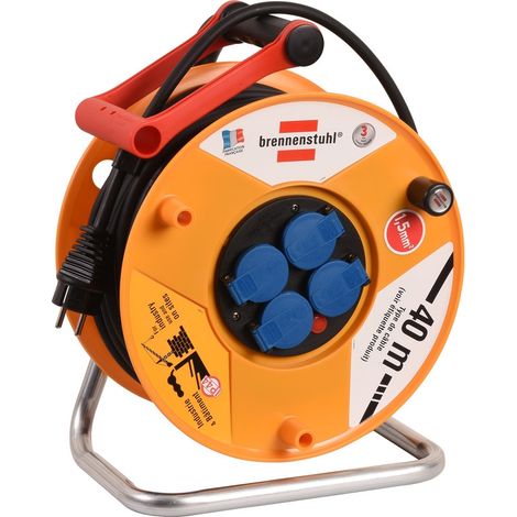 Standard-Kabelaufroller PRO mit 4 Steckdosen und Klappdeckeln - IP44 40m / H07RN-F 3G1,5
