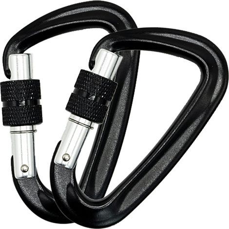 2Pcs Mousqueton 12KN (1223KG) Robuste en Aluminium , Forme de D à Verrouillage pour Hamacs , Balançoire de Yoga , Camping , Porte , clés , Chiens de Serrure (1/5)