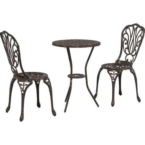 Garden Bistro Set 3 pcs Bronze Aluminium vidaXL (1/5)