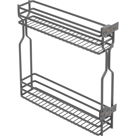 Panier Coulissant de Cuisine, 2 Niveaux pour Caisson 150 mm, Montage Latéral, Charge 15 kg, 4 Séparateurs Inclus, Rangement Épices et Bouteilles, Anthracite (1/3)