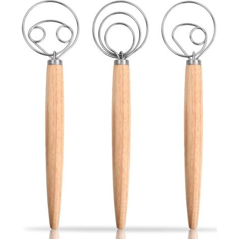 Dailygoods - Set di 3 fruste danesi per impastare, impastatrice danese, 33 cm, impasto per pane, frusta, mixer, frusta per uova per cucina, pane, impasto, torta, pasticceria (1/5)