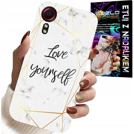 Custodia per Samsung Galaxy XCover 7 - marmo bianco con cornice dorata Love YOU (1/5)