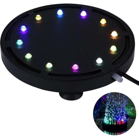 12 Multicolore RGB LED Aquarium Sous-Marine Bulle Lumière Nuit Mer / Multicolore Aquarium Air Pierre Disque, rond aquarium barboteur avec changement de couleur automatique
