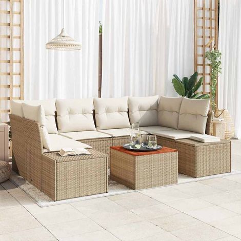 Set Divano da Giardino 7 pz Beige polyrattan vidaXL (1/5)