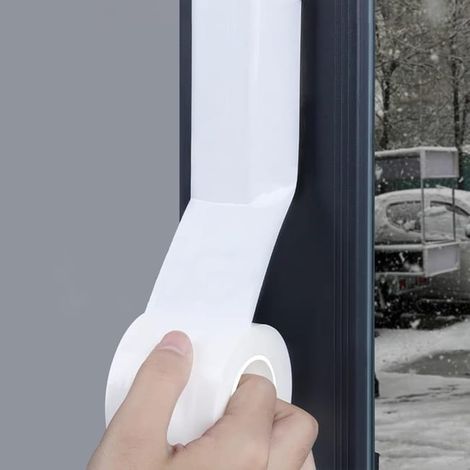 Burlete blanco para ventanas y puertas, 5 cm x 20 m, ideal para el invierno. Aislamiento térmico y sellado para ventanas y puertas. (1/5)