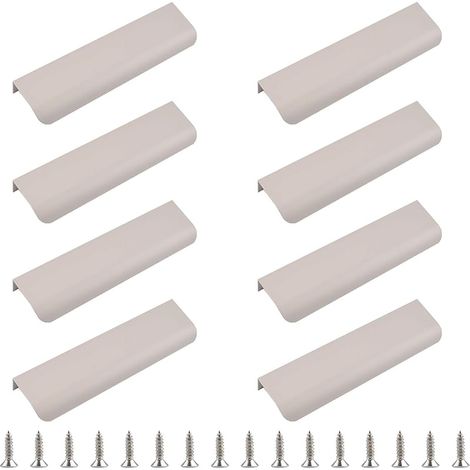 Lot de 8 poignées cachées de tiroir de style moderne, poignées incurvées en alliage d'aluminium invisible, poignée d'armoire, 80 mm, gris cachemire
