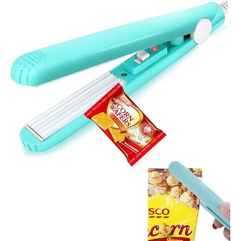 Mini Scelleur Thermique, Mini machine à sceller sacs à collation, Scelleuse Sac Plastique Portable, Feuille chauffante de suspension Smart Control pour le scellement des aliments (Bleu) (1/3)