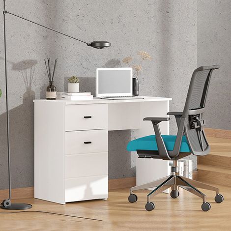Escritorio Cocham, un Cajón, un Estante, una Puerta, 98x45x74h cm Blanco Mate (1/5)