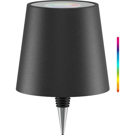 Lámpara de botella led inalámbrica, rgbw, negro, con control táctil, 3 w, 140 lm, numerosos colores de luz rgb, blanco cálido (3000 k), ip44, regulable de forma continua. (1/5)