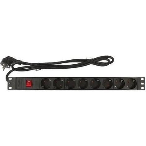 Rack-Steckdosenleiste 8 Schuko-Steckdosen für 19in 1U