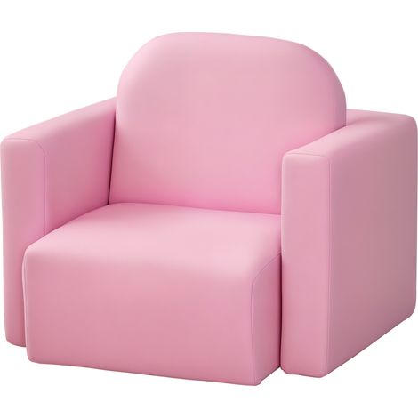 2 In 1 Toddler Sofa Chair-48 x 44 x 41 cm-for Game Relax Playroom-Pink (1/5)