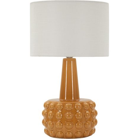 Lampada da tavolo Gress in ceramica senape e tessuto (1/5)