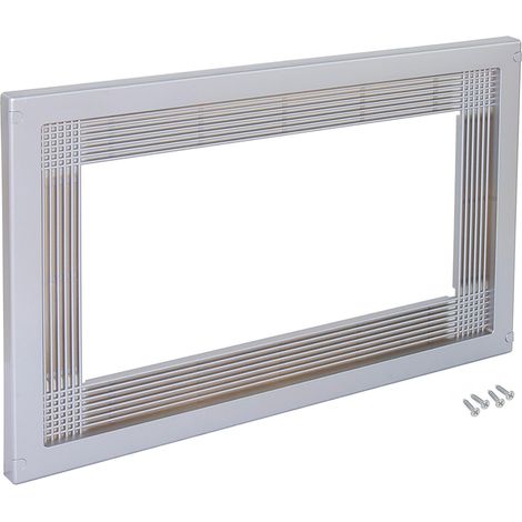 Emuca Marco para microondas, para encastrar en mueble de cocina, módulo 600mm, 600x400mm, Plástico, Níquel satinado