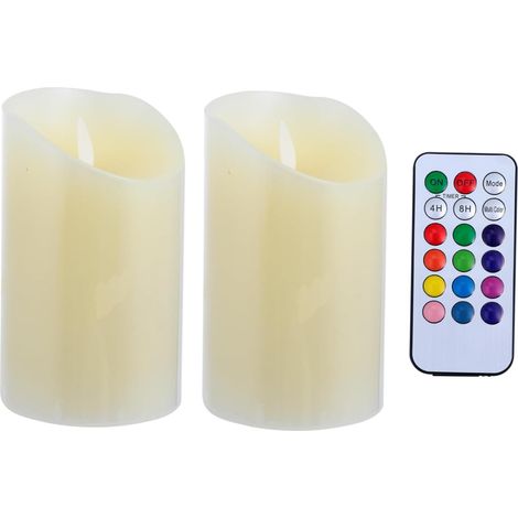 2pièces Bougies Électroniques Colorées LED avec Télécommande pour (1/5)