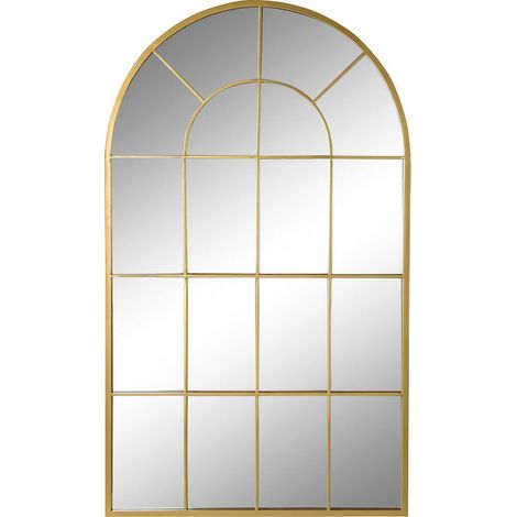 Miroir effet fenêtre élégance dorée en fer - Doré lumineux effet fenêtre