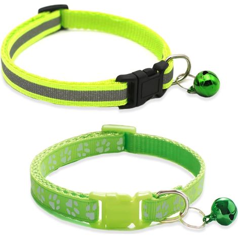 2 Colliers pour Chats, Collier réfléchissant pour Chats avec Clochette pour éviter Les Chocs la Nuit (1/5)