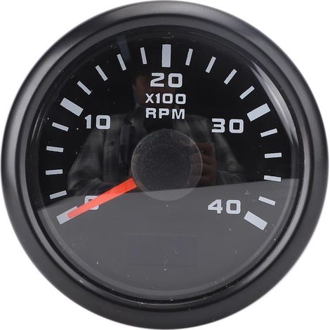 Pain du Tachymètre de 52 Mm Motor 4000rpm avec Compteur D'heure 7 Couleur Rétro-éclairage pour le Tracteur de Camion RV Boat DC 9 à 32V (Cadran noir couverture noire) (1/5)