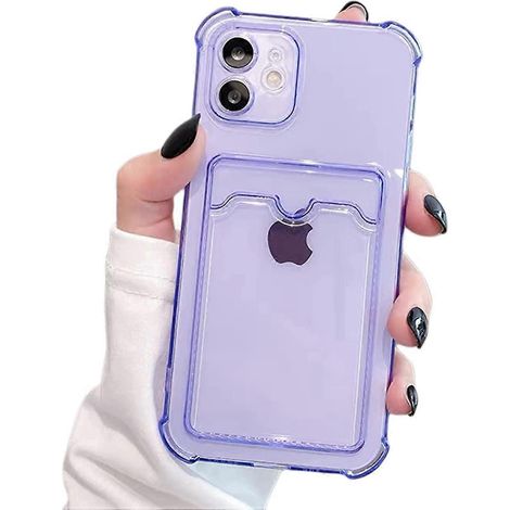 iPhone 11 Hülle, Verbesserte transparente Hülle für iPhone 11 (6,1 Zoll), schlanke und schützende stoßdämpfende TPU-Wallet-Hülle mit Kartenfach – Lila (1/5)