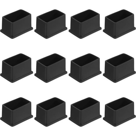 Lot de 12 Embouts de Protection Rectangulaires en Feutre de Caoutchouc pour Pieds de Table ou de Chaise - Noir, 15 x 30 mm. (1/5)