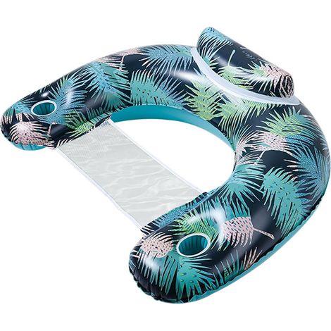 Ensemble de 2 chaises longues gonflables en PVC avec porte-gobelet  Idéal pour la piscine, la plage, la mer, le lac, la rivière, le bronzage et les bains de soleil (adultes, hommes et femmes).