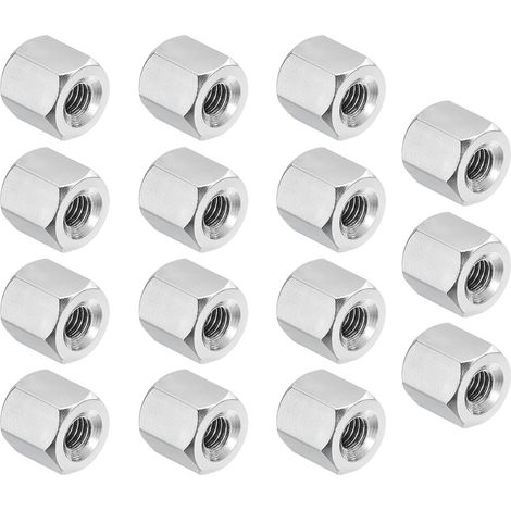 Sechskant-Kupplungsmuttern aus Edelstahl 304, Gewinde M3x0,5, 15 Stück, 6 mm/0,24 Zoll lange, dicke Gewindestangen-Kupplungsmuttern, Bolzenverbinder (1/5)
