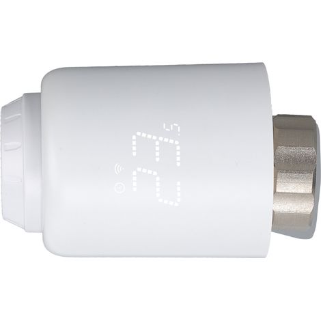 Thermostat intelligent pour radiateur avec écran rotatif et programmation horaire, vanne thermostatique intelligente pour radiateur compatible Zigbee (1/5)